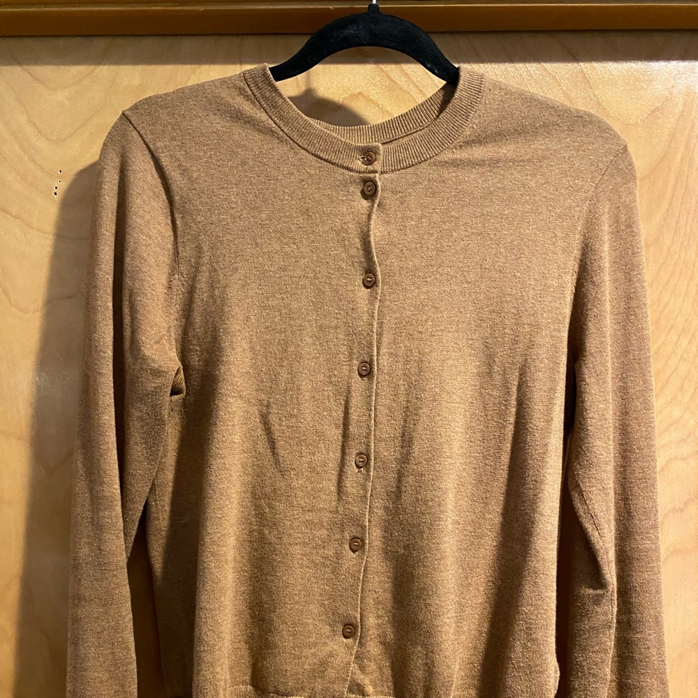 J Crew Cardigan camel taupe beige M